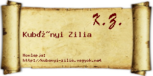 Kubányi Zilia névjegykártya